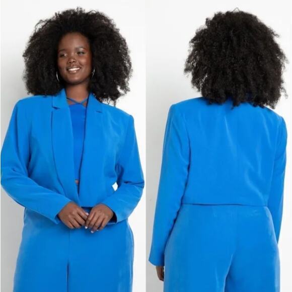 Eloquii Blue Crop Blazer, women plus size 16 - Picture 2 of 12